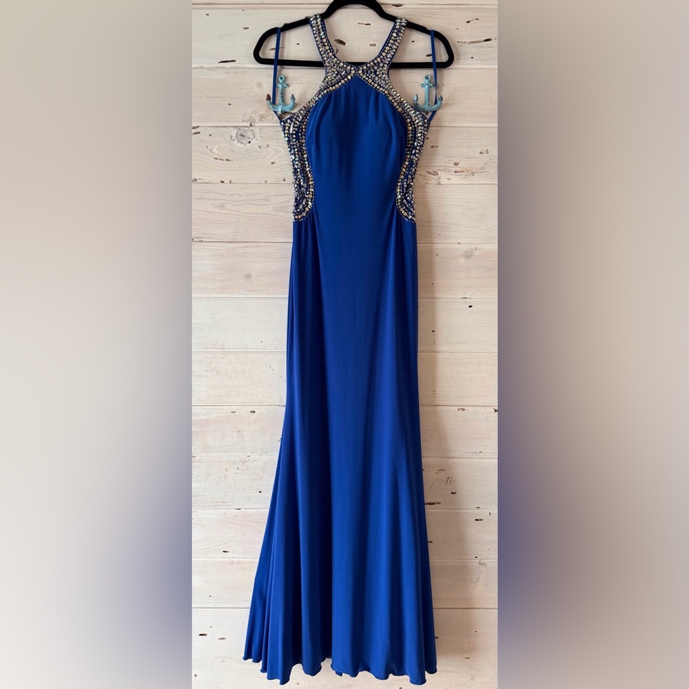 Blondie Nites Royal Blue Backless Dress